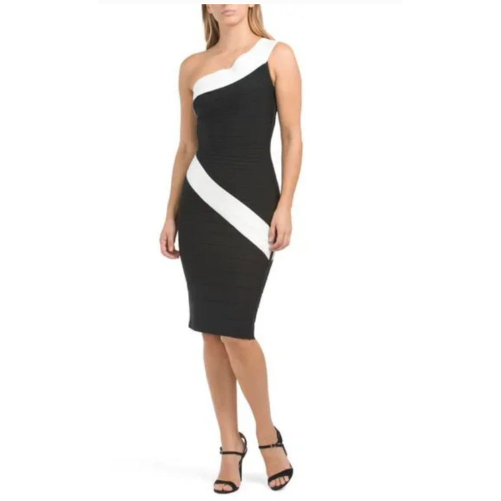 Dress The Population Vera One-Shoulder Stretch Bodycon Bandage Dress - Size XXL
